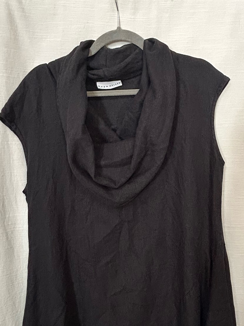 Bryn Walker 100% Linen Black Asymmetric Cowl‎ Neck Tunic Top or Mini Dress - Picture 5 of 9